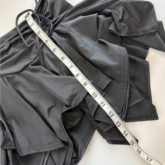 Micas Asymmetrical Ruched Mini Skirt Black Whimsigoth Low Waist Gothic Large - Picture 5 of 6